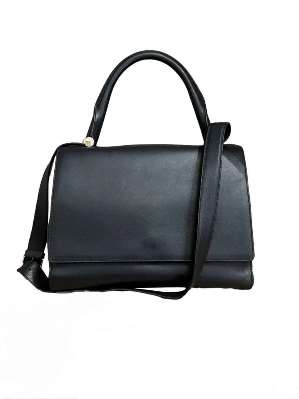 MaxMara Black Leather Top-Handle Satchel with Shoulder Strap